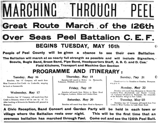 Marching through Peel - 4 May 1916 - Streetsville Review